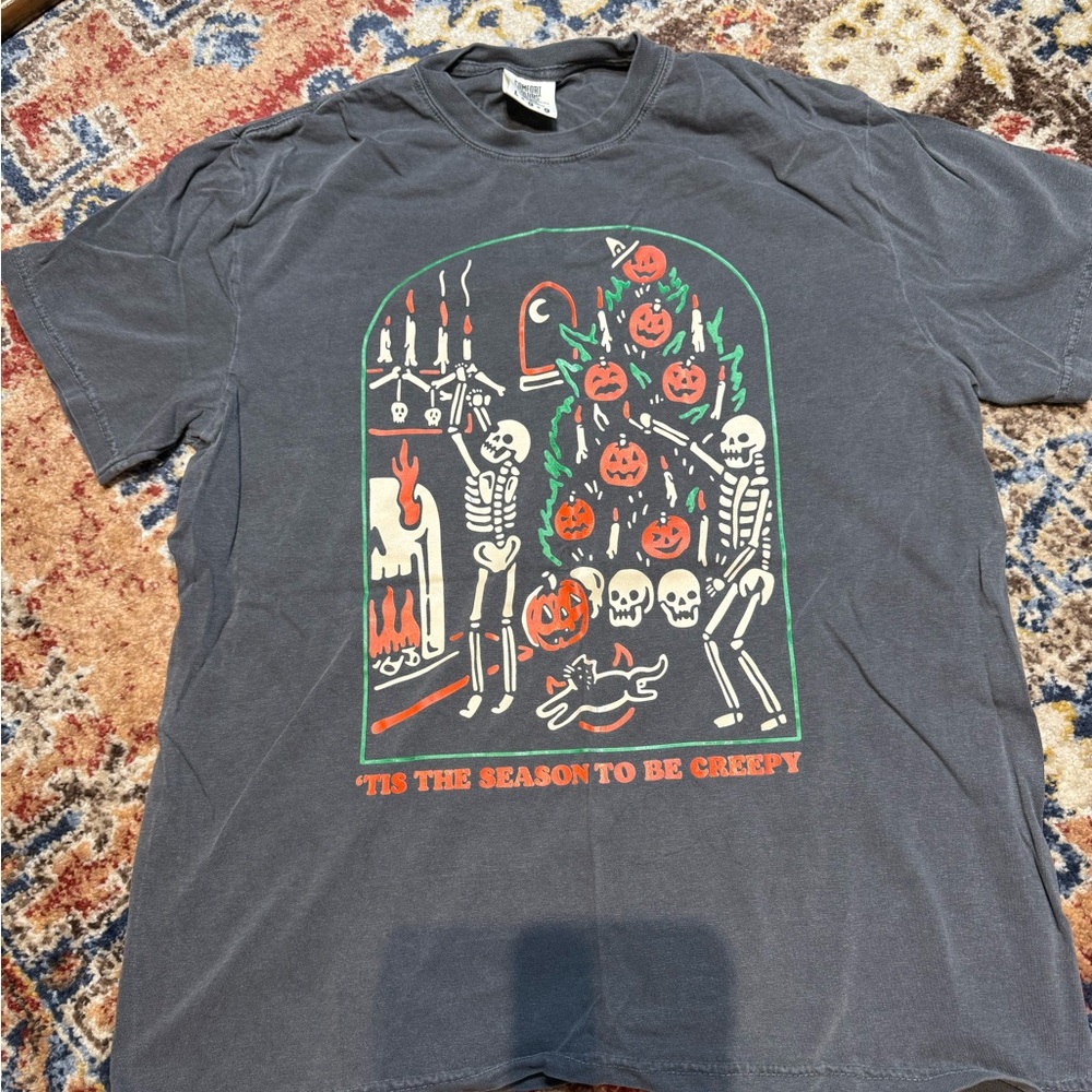 Gray Halloween Skeleton Comfort Colors Shirt